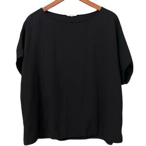 The Row 100% Virgin Wool Black Top Medium T-Shirt Boxy Batwing Minimalist Luxury